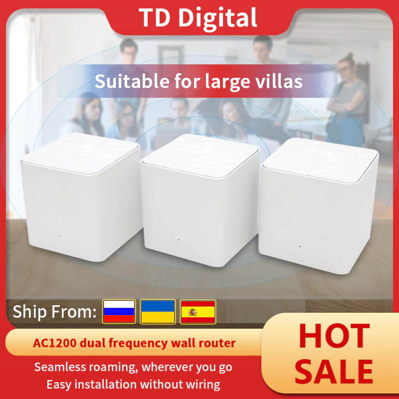 GW3 Whole Home Mesh WiFi System Repeater with AC1200 2.4G/5.8GHz WiFi Wireless Router , APP Remote Manage