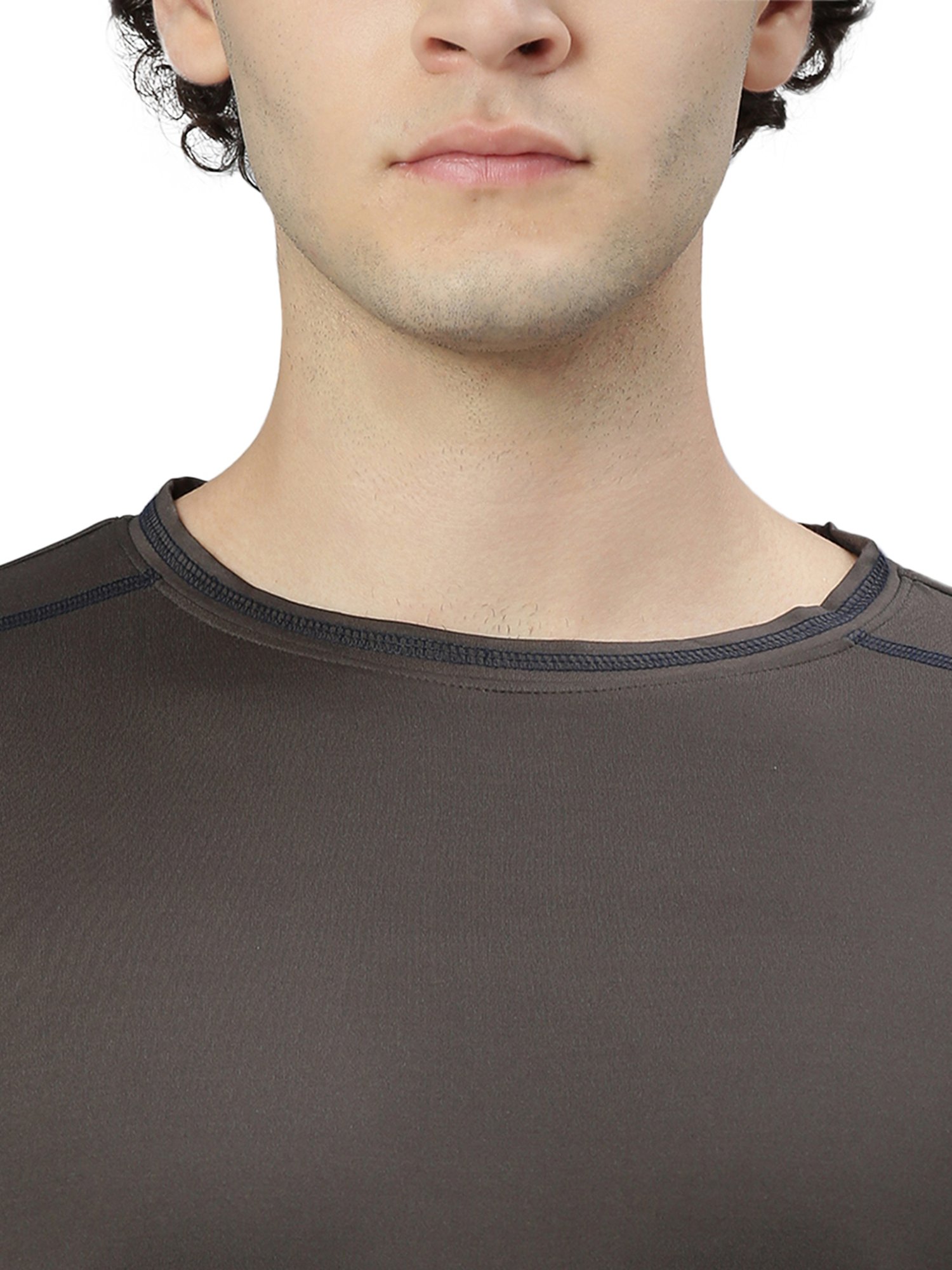 Slowave Dark Brown Regular Fit Crew T-Shirt