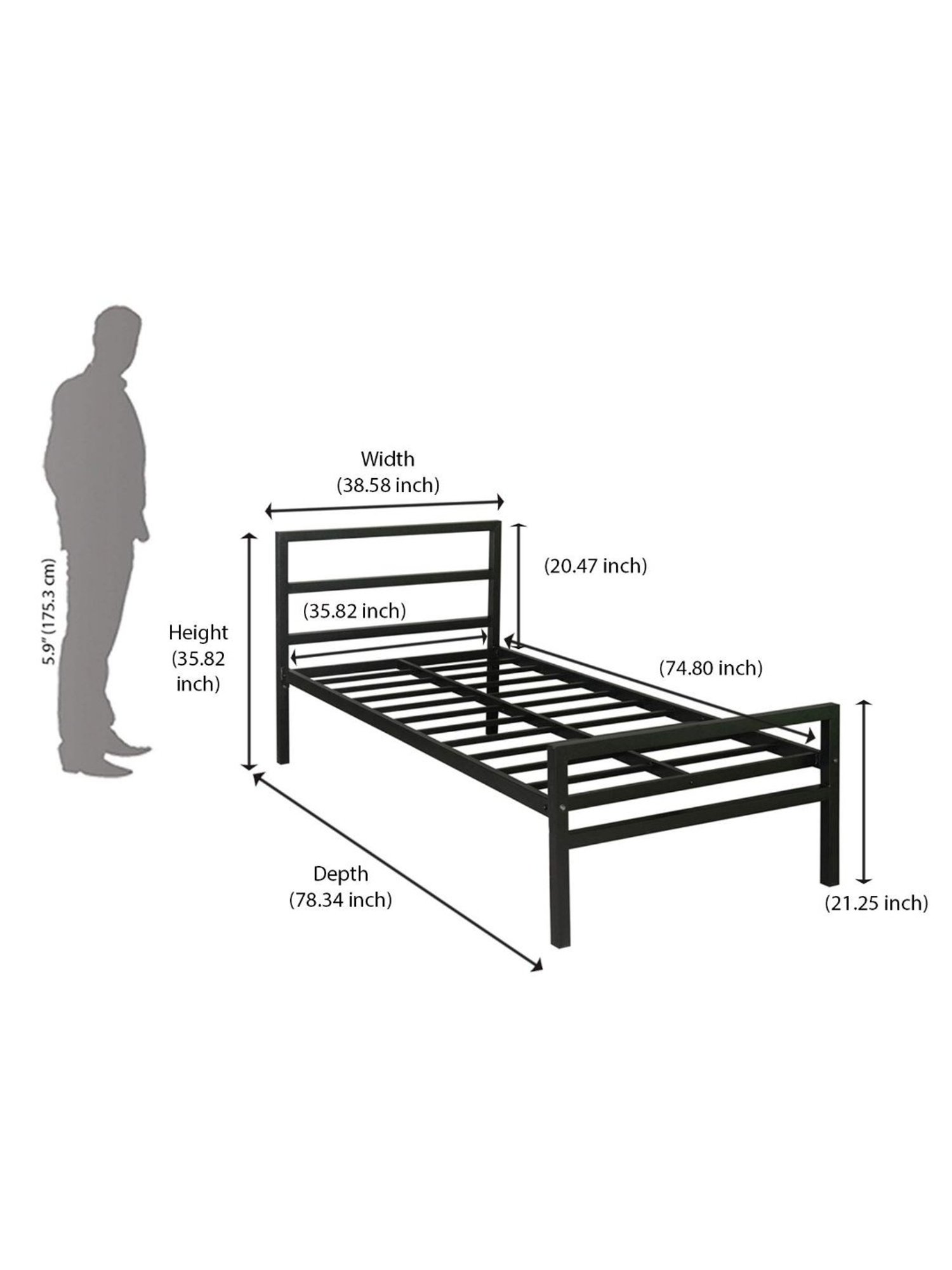 Doctor Dreams by Nilkamal Black Metal Single Striker Bed