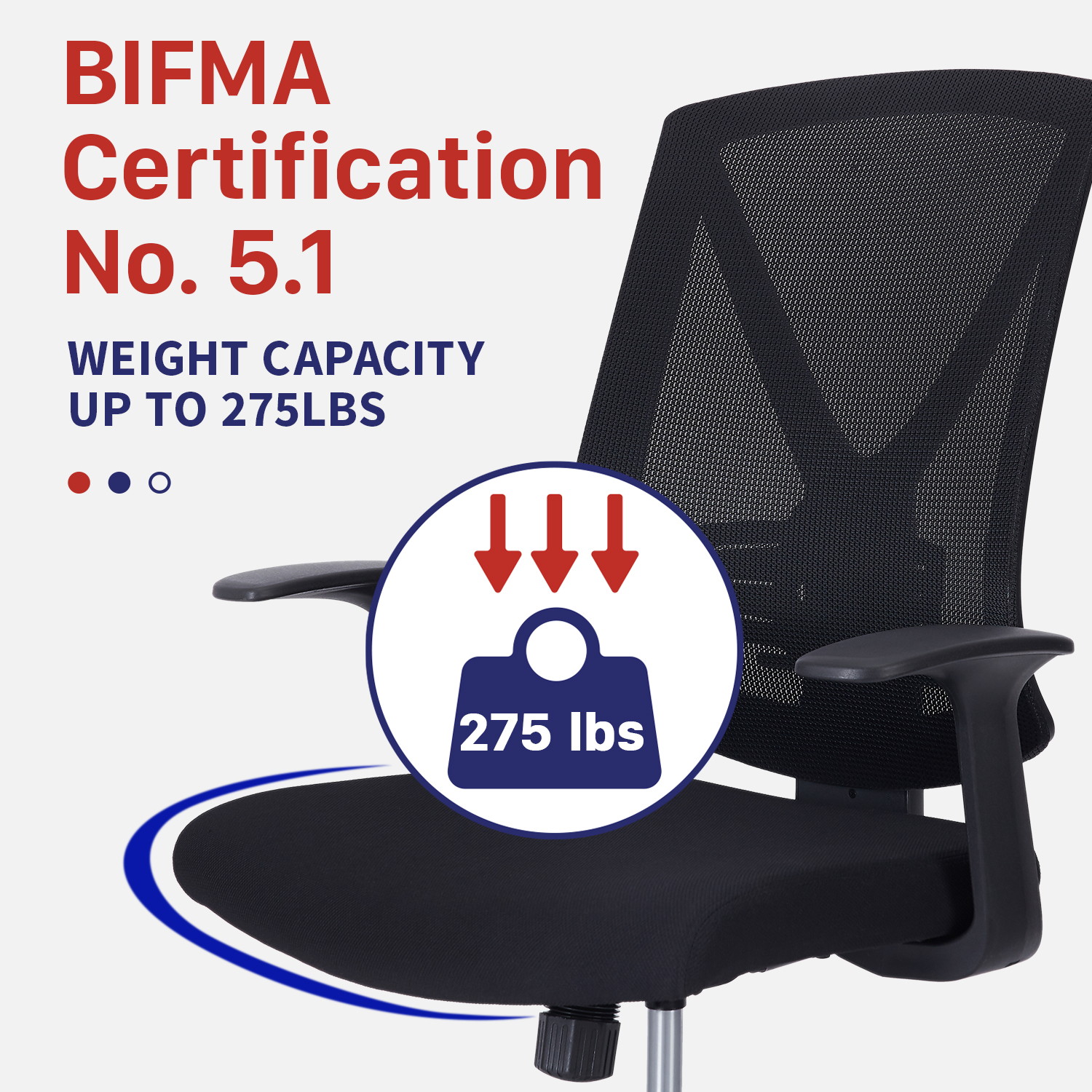 CLATINA Ergonomic High Mesh Swivel Desk Chair with Adjustable Height Arm Rest Lumbar Support and Upholstered Back for Home Office