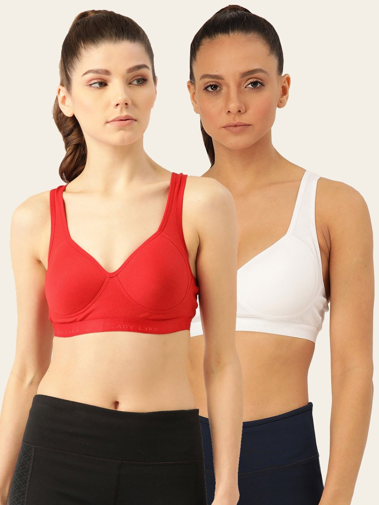 Lady Lyka Multicolor Non Wired Padded Sports Bra (Pack of 2)