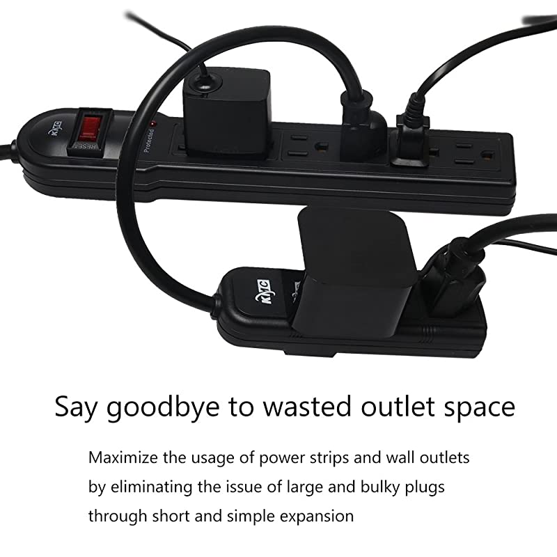 3Outlet Power Strip Power Extension Cord 5PackOutlet Saver1Foot Cord ETL Listed
