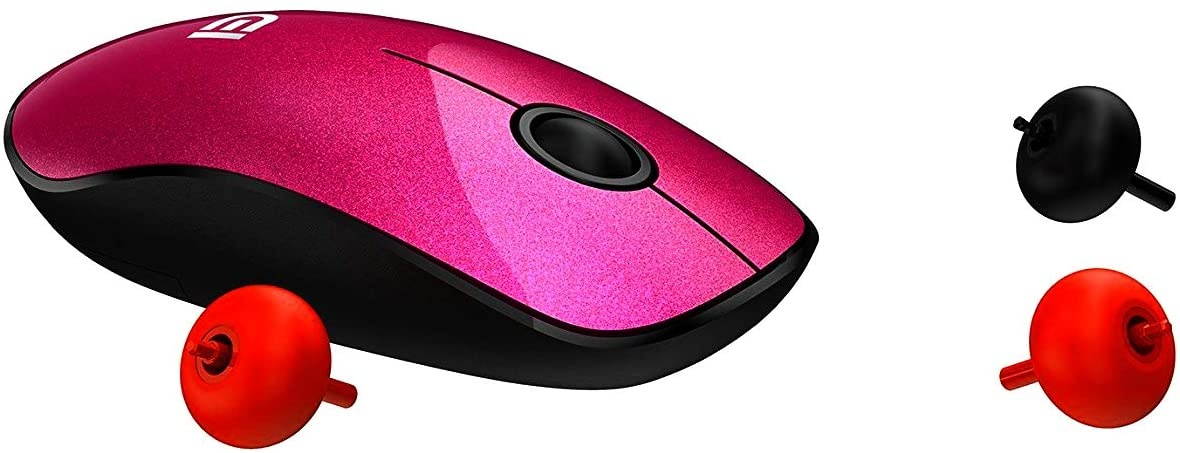 Silent Wireless Mouse FD V8 2.4G Fashion Power Ultrathin Cordless Mouse with Nano Receiver & Battery 1500 DPI Precise Control for Notebook Computer PC Laptop MacBook and Chromebook (Rose Red)