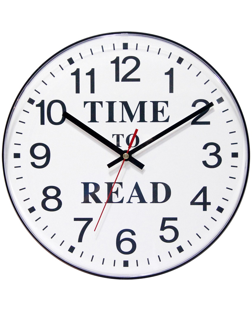 "Time to Read" 12 inch Wall Clock for Libraries, Schools, Office