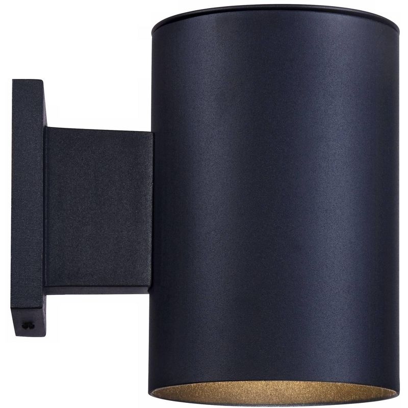 Possini Euro Design Modern Outdoor Wall Light Fixture LED Black 7 1/2" Cylinder Downlight for Exterior House Porch Patio Deck
