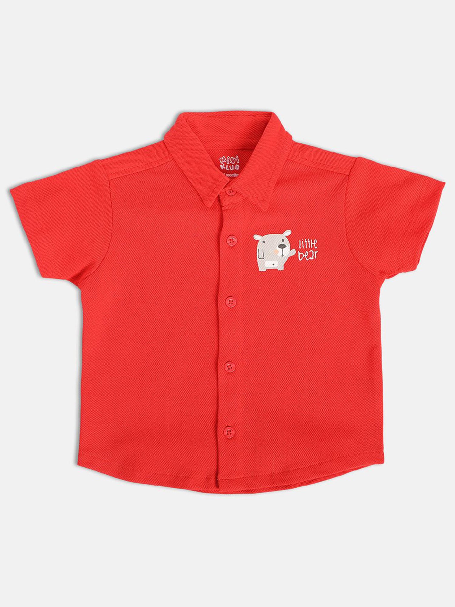 MINIKLUB Kids Red Solid Full Sleeves Shirt