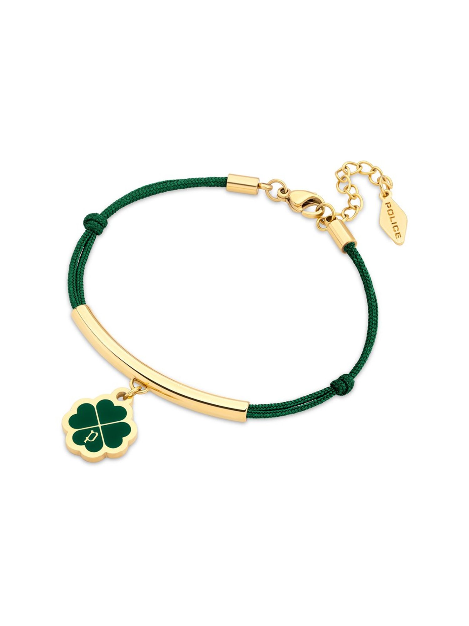 Police Floral Clover Charm Enamel Flexible fit Green Flexible fit Bracelet for Women