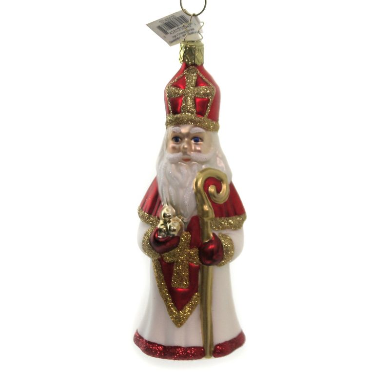 Inge Glas 5.75" Saint Nicholas Golden Apple Staff Cross Christmas  -  Tree Ornaments