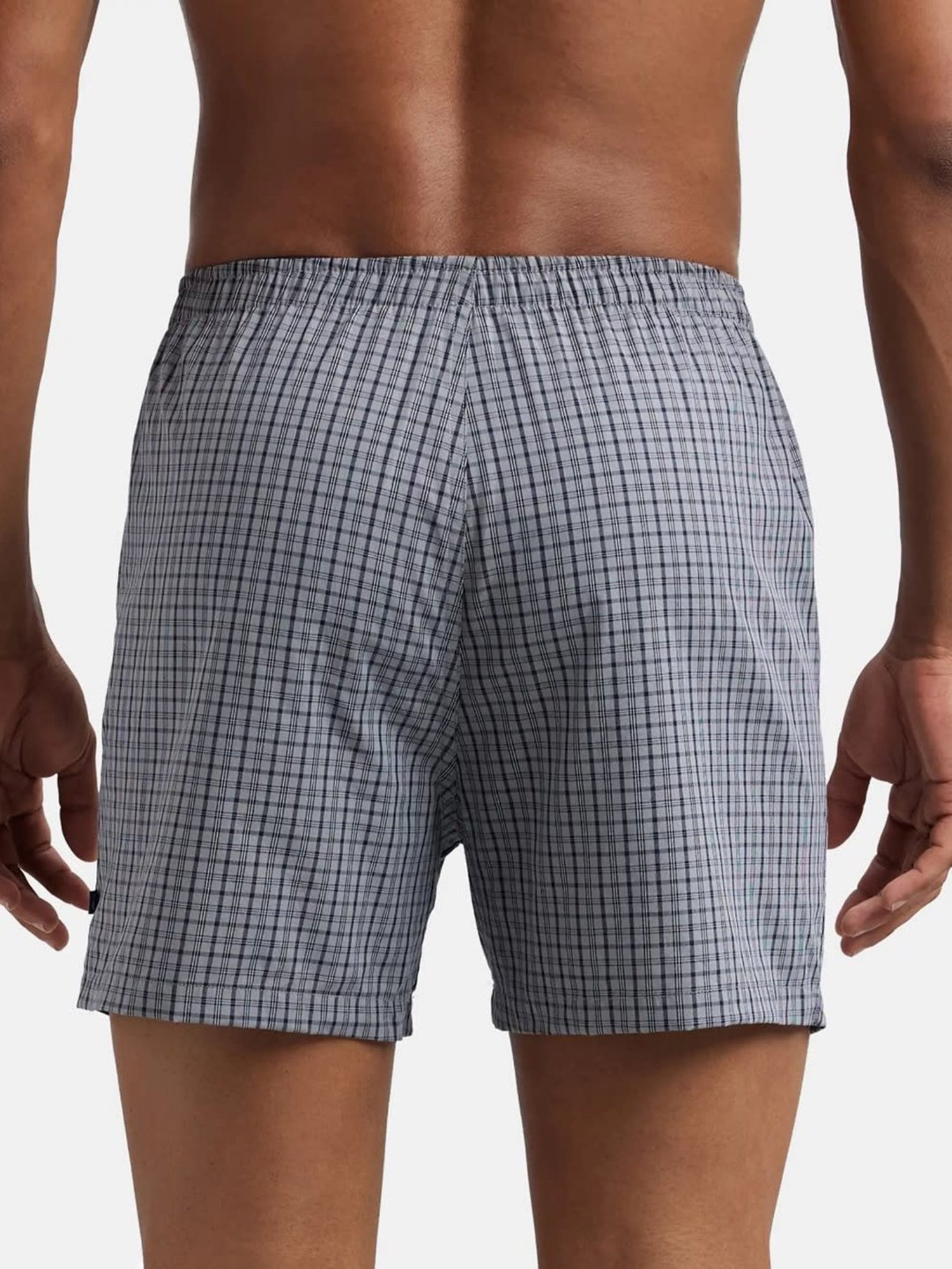 Jockey Grey & Navy Regular Fit Check Boxer Shorts - Pack of 2