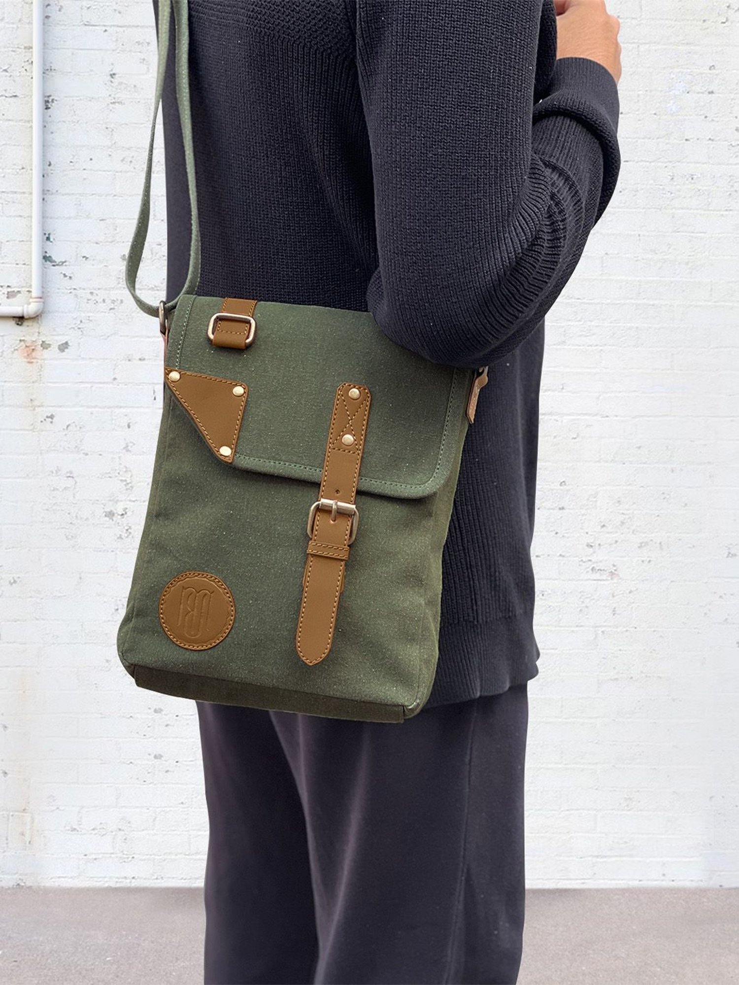 Mona B Olive Green Small Cross Body Bag