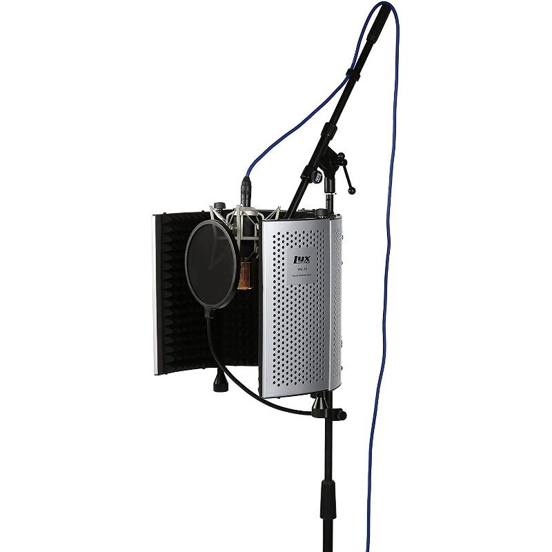 LyxPro VRI-10 Vocal Sound Absorbing Shield For Studio Home And Office Recording Acoustic Isolation Microphone Foam Panel Shield &ndash; Portable And Adjustable Stand Mount or Desktop Use