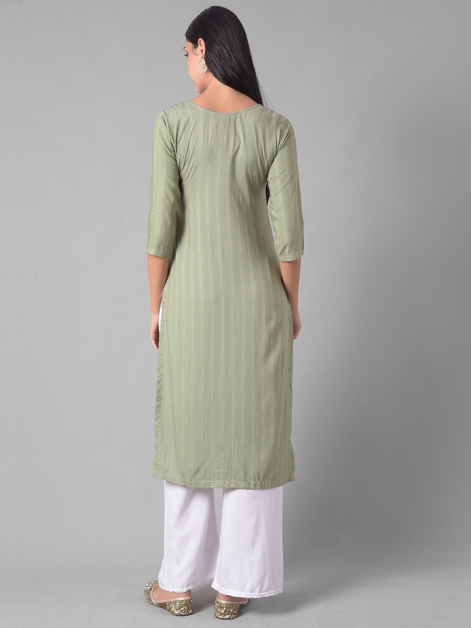 Dollar Missy Green Embroidered Straight Kurta