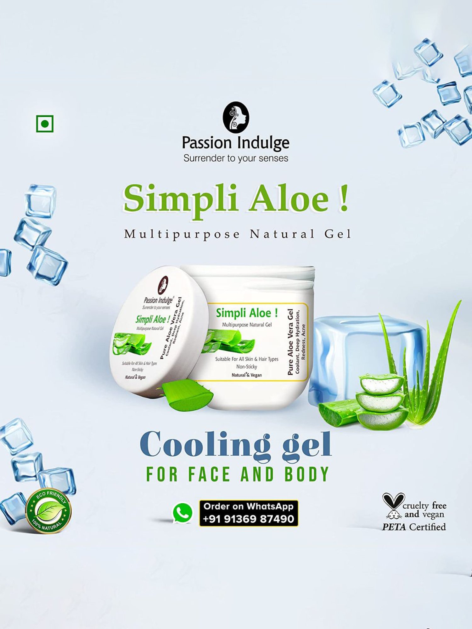 Passion Indulge Simpli Aloe Multipurpose Natural Gel - 200 ml