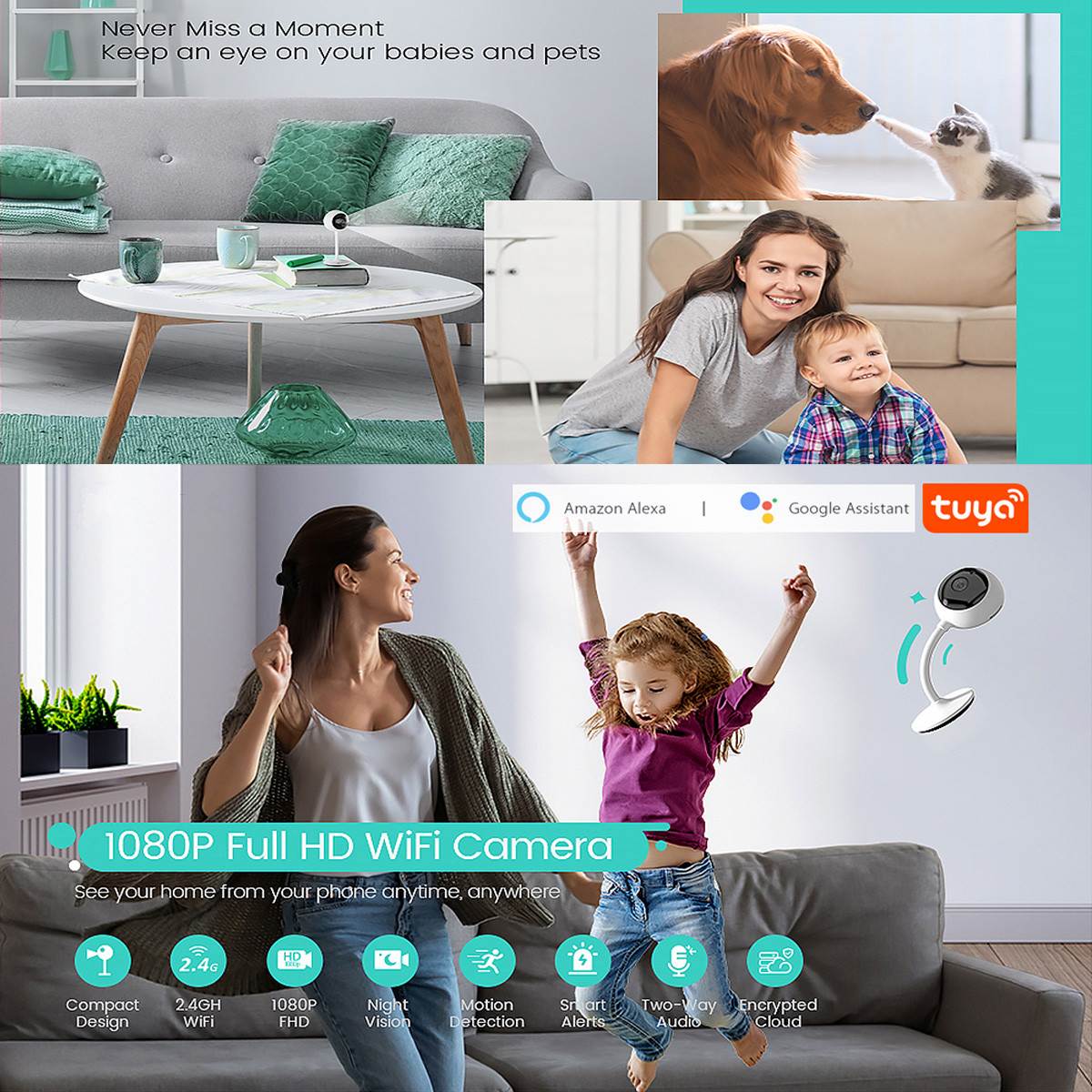 Tuya HD 1080P Smart Wireless Home Security IP Camera   IR Night Audio Surveillance WiFi Camera Security Surveillance CCTV Camera