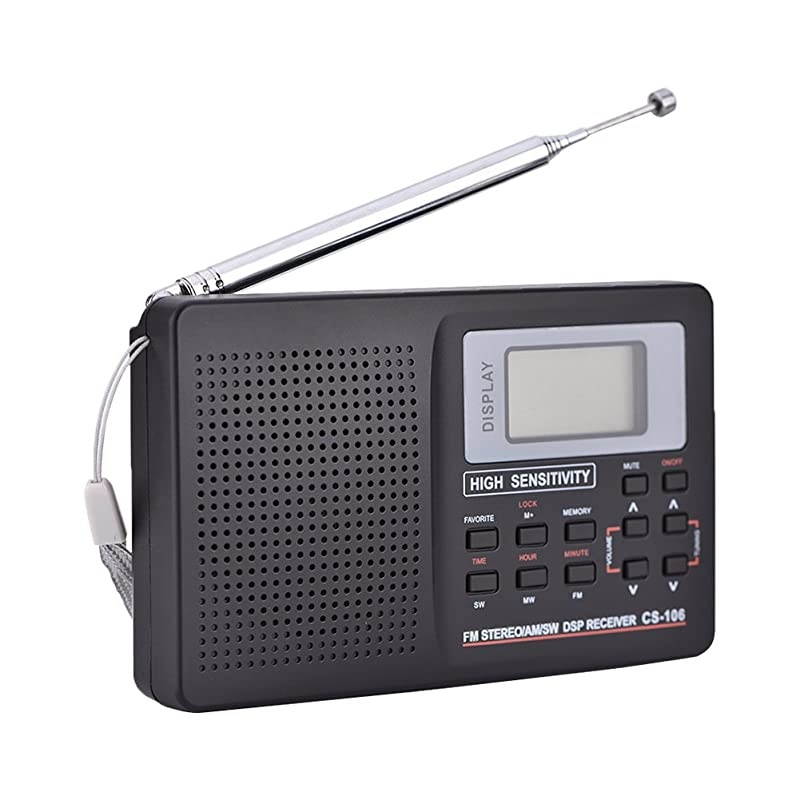 Portable Digital AM FM Stereo Radio FM/AM/SW/LW/TV Sound Digital Tuning Full-Band Radio Receiver with Alarm Clock (Step Value 9k)