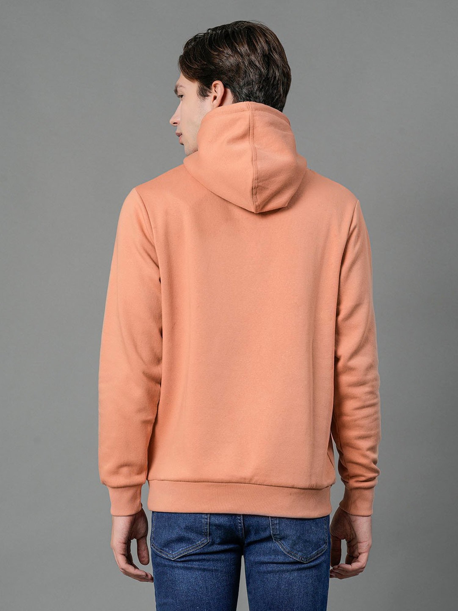 Red Tape Light Orange Regular Fit Hooded Sweatshirt