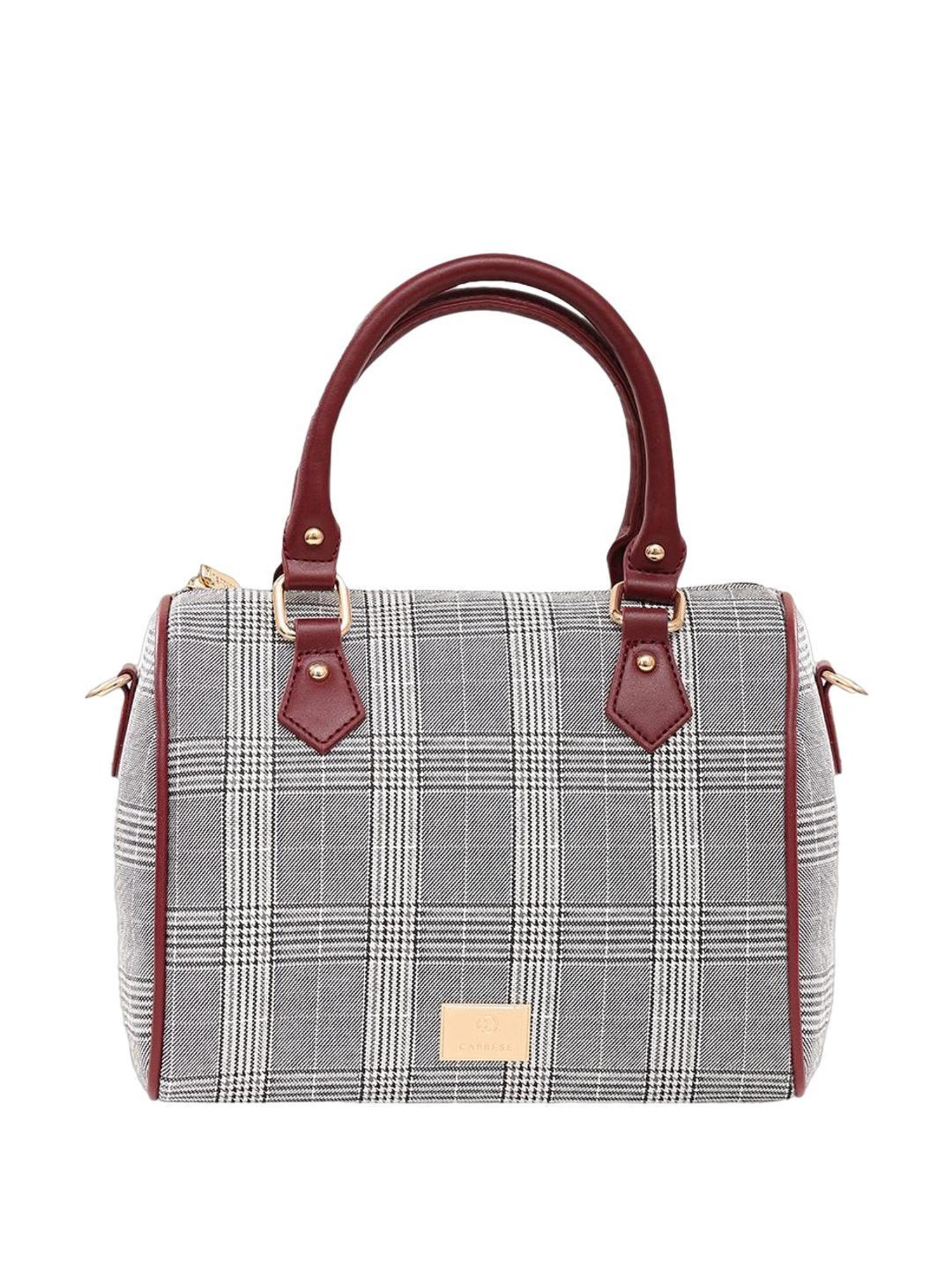 Caprese Remi Grey Faux Leather Checks Handbag