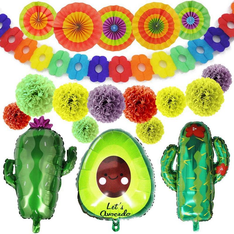 Joyin Fiesta Party Foil Balloons, 19 Pcs
