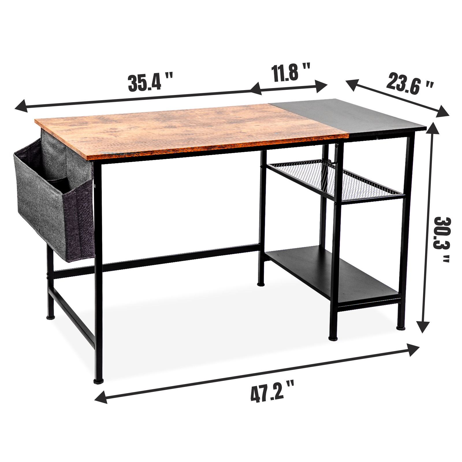 Weekan 47.2" Office Gaming Desk, Rustic Computer Desk With Storage Shelves, Modern Industrial Corner Desk For Laptop, Office Home Writing Table