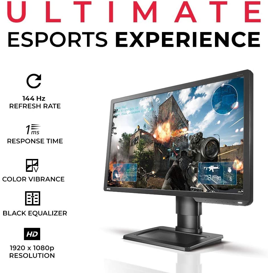 ZOWIE XL2411P 24 Inch 144Hz Gaming Monitor / 1080P 1ms / Black eQualizer and Color Vibrance for Competitive Edge / Does not Support 120Hz on console