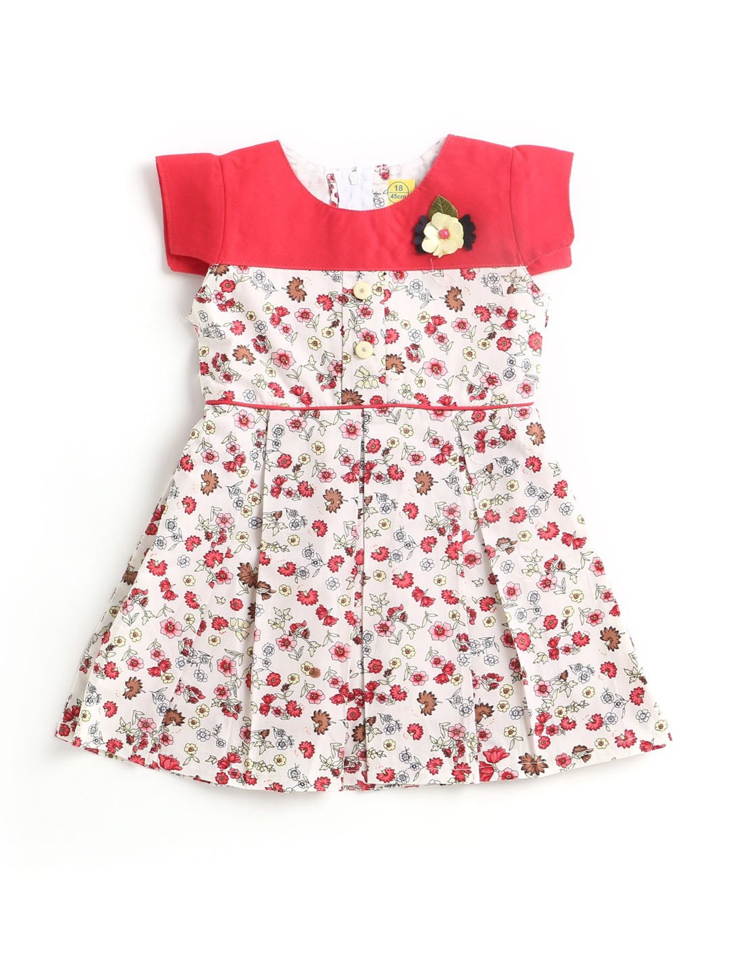 The Magic Wand Kids Red & White Floral Print Dress