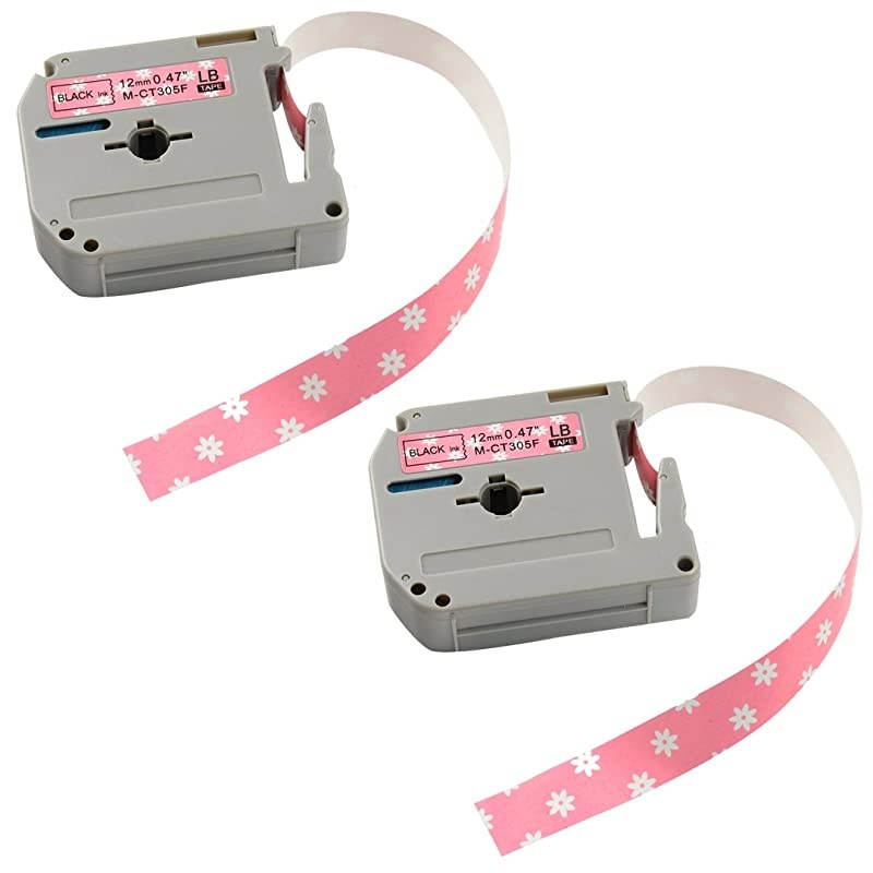 MK231 Label Tape  2 Rolls Unique Design Cartoon Style Black on Flower Compatible for Brother NonLaminated M Series Labeling Tape MK231 MK231 M231 12mm 047 X 8m 262