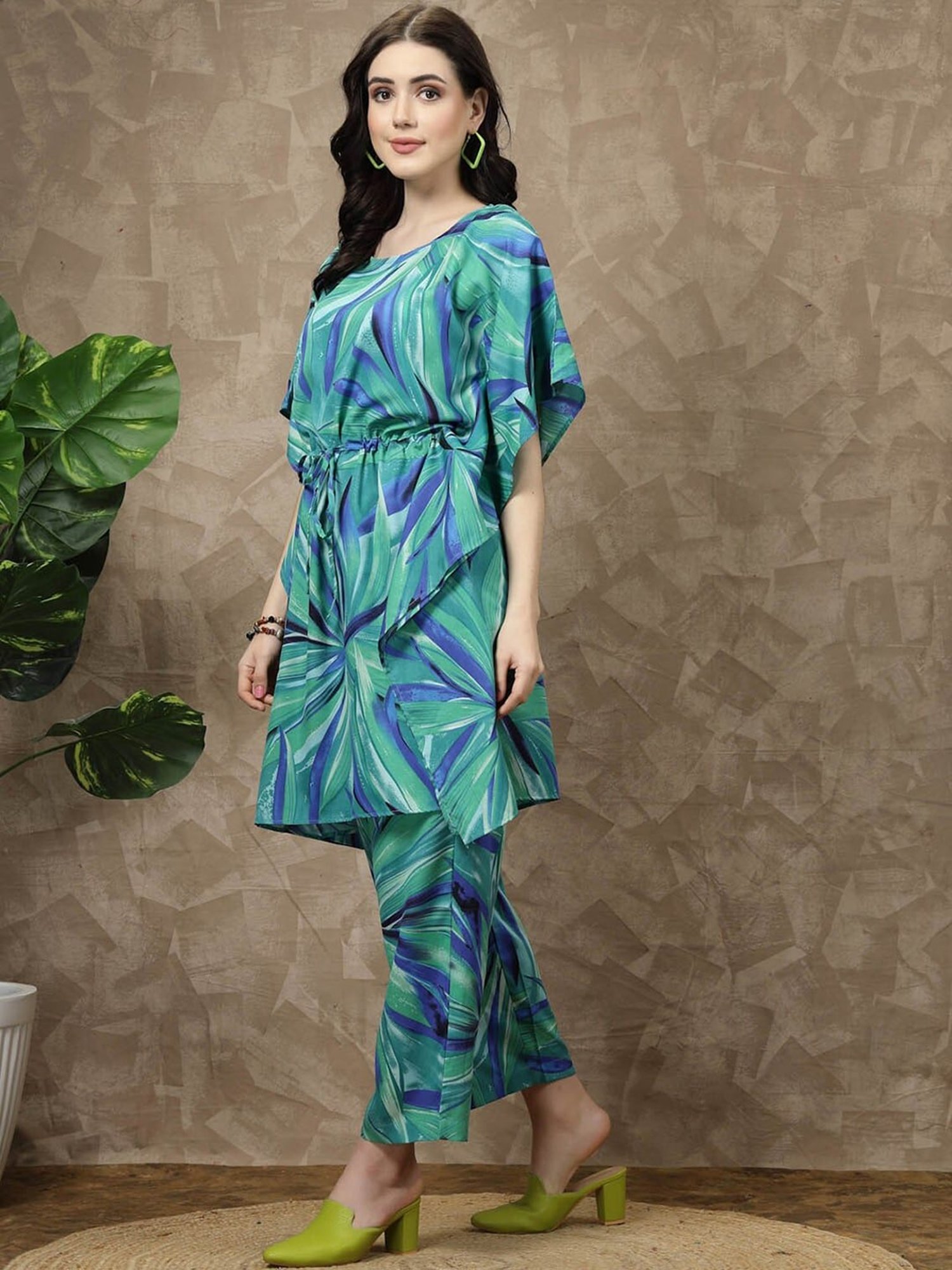 Melon by PlusS Green Printed Kaftan Pant Set