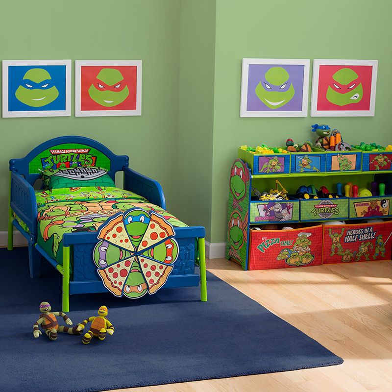 Delta Children 3D Design Teenage Mutant Ninja Turtles Low Sitting Easy Access Headboard and Footboard Included Toddler Bed with Guardrails