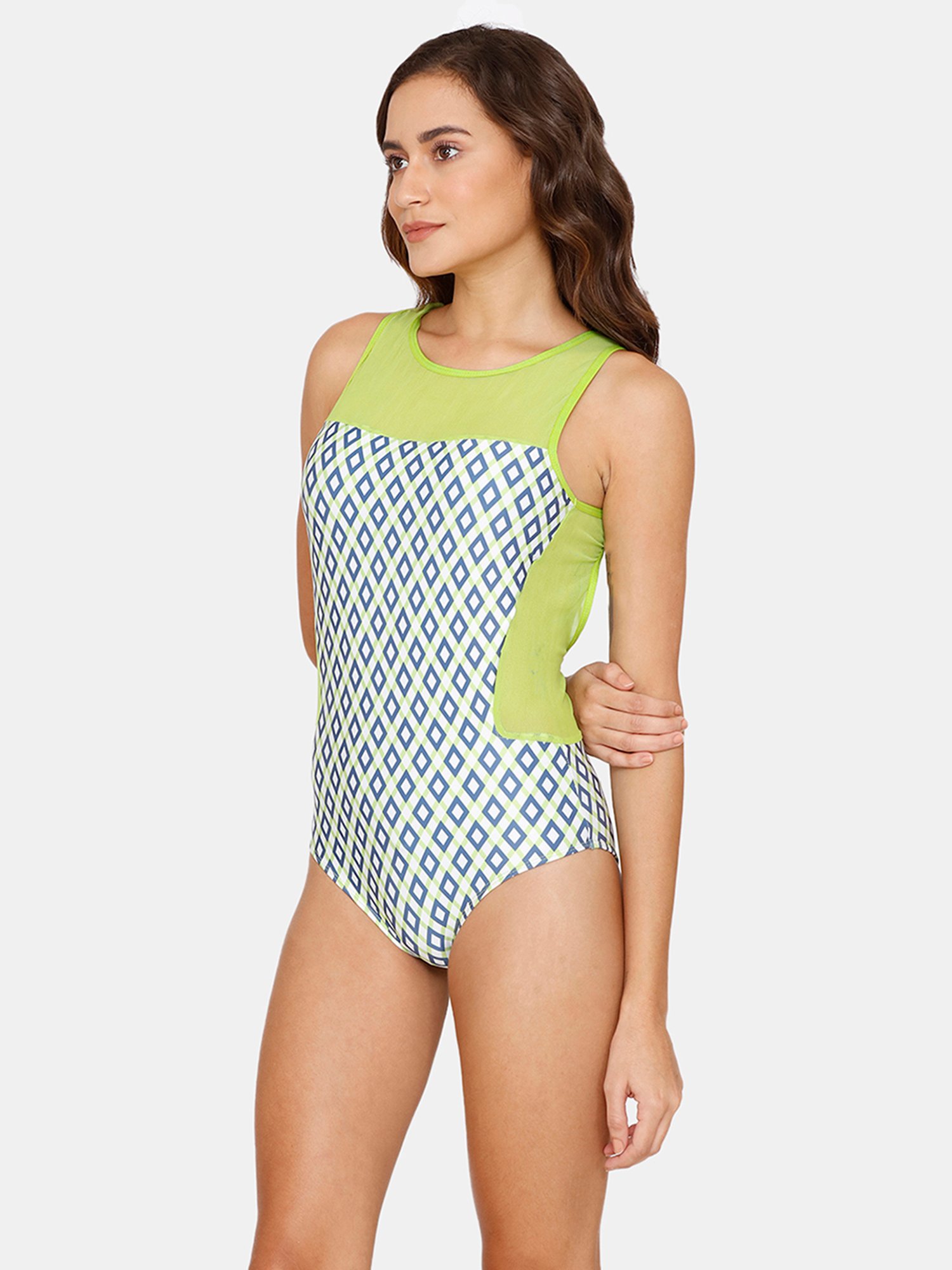 Coucou by Zivame Green Printed Swimsuit