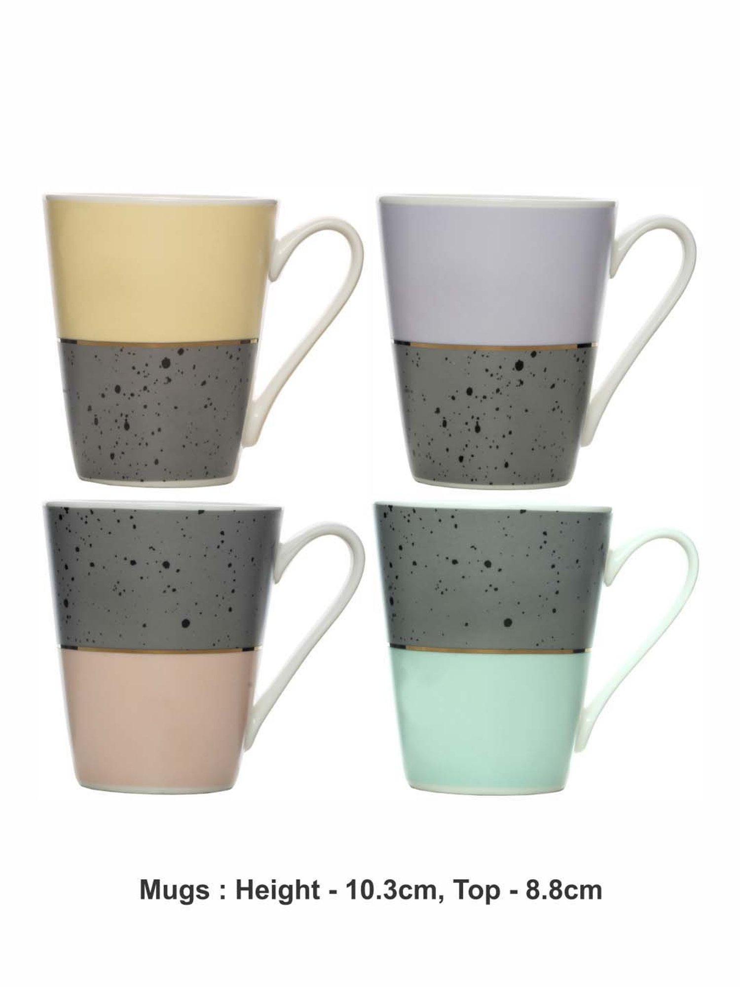 White Gold Multicolor Porcelain Mug - Set of 6