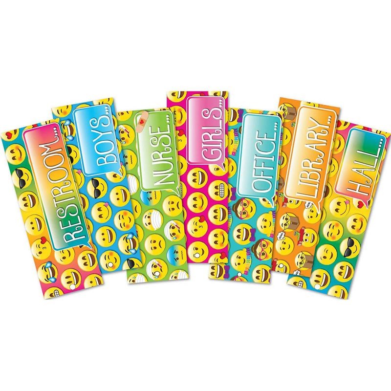 Ashley Productions ASH10697 Hall Pass Set, Laminated, 9" x 3.5", Emoji Assortment, Set of 7