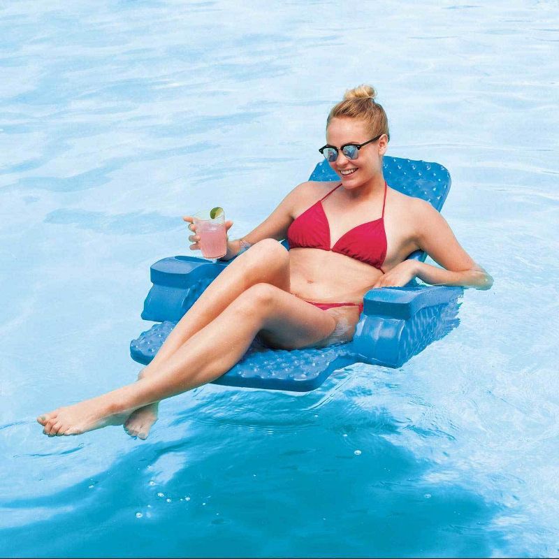TRC Recreation Folding Baja Floating Swimming Pool Portable Water Lounger Comfortable Recliner Chair with 2 Armrest Cup Holders, Bronze