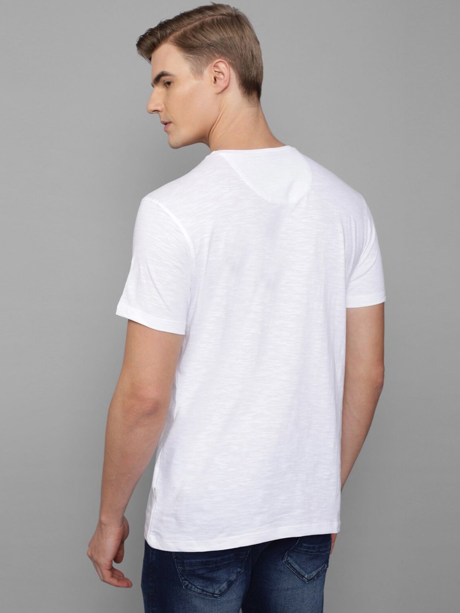 Louis Philippe Jeans White Cotton Slim Fit Printed T-Shirt