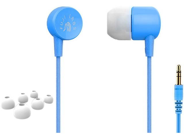 Fuji Labs Sonique SQ101 Designer In-Ear Headphones with In-line Mic, Blue