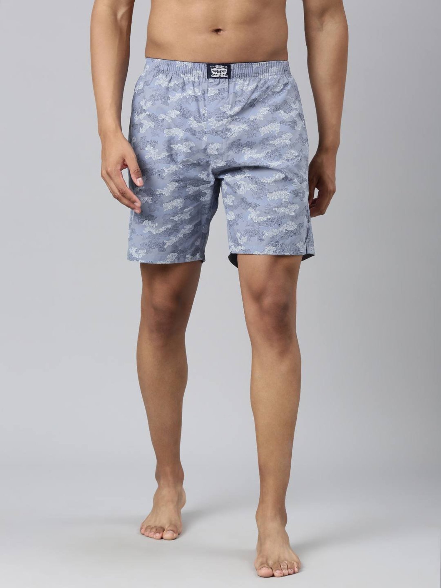 Levi'S Blue Pure Cotton Relaxed Fit Printed Shorts