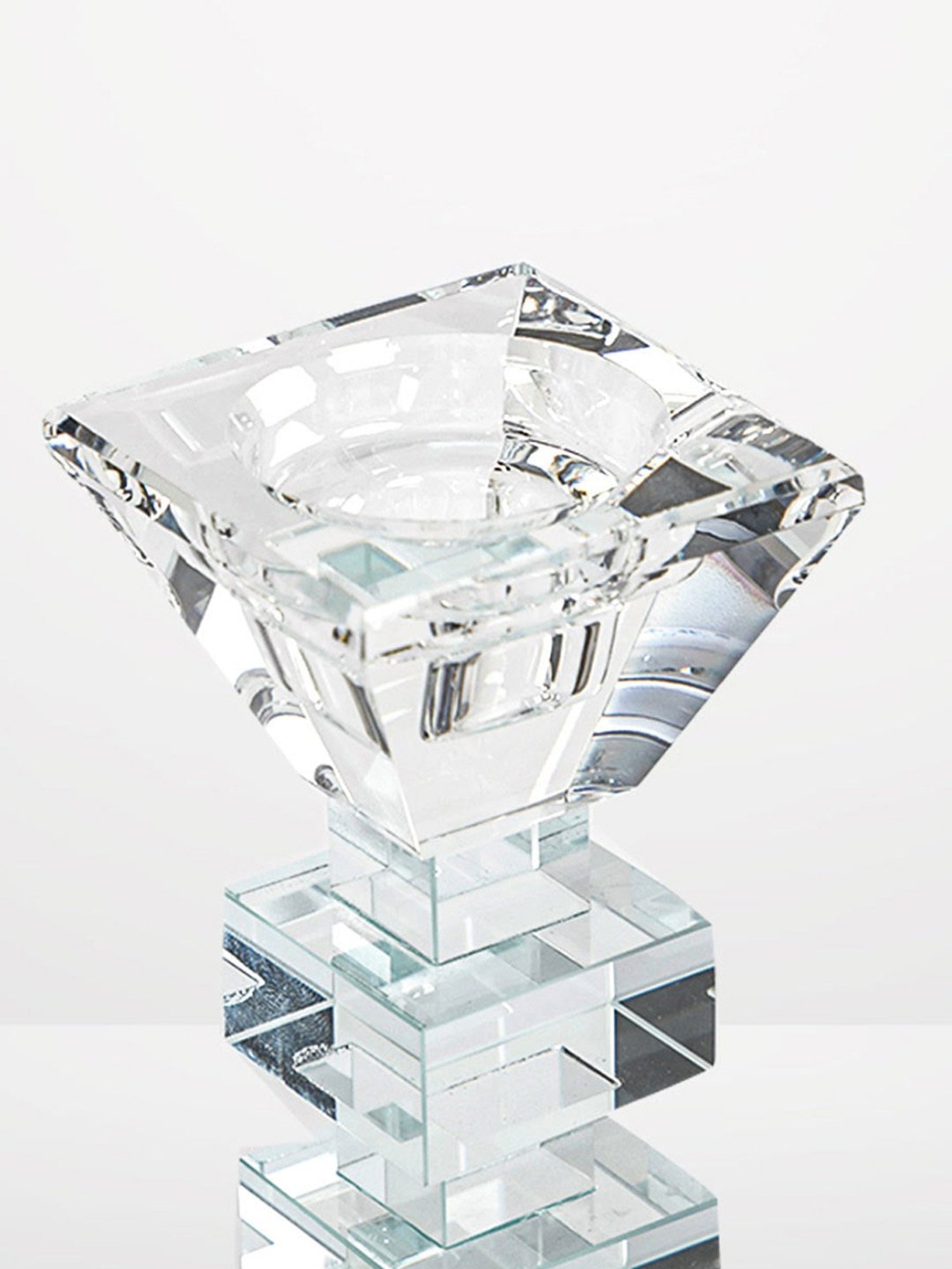 Home4U Torenn Crystal Transparent Glass Large Candle Holder