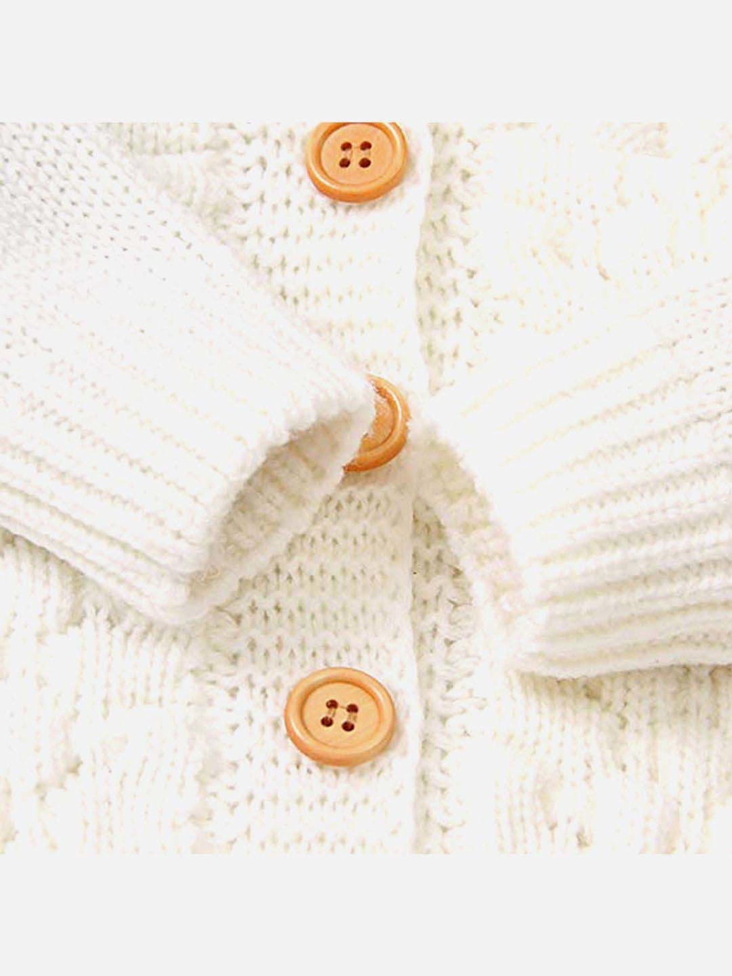 Little Surprise Box White Textured Pattern Full Sleeves Cardigan