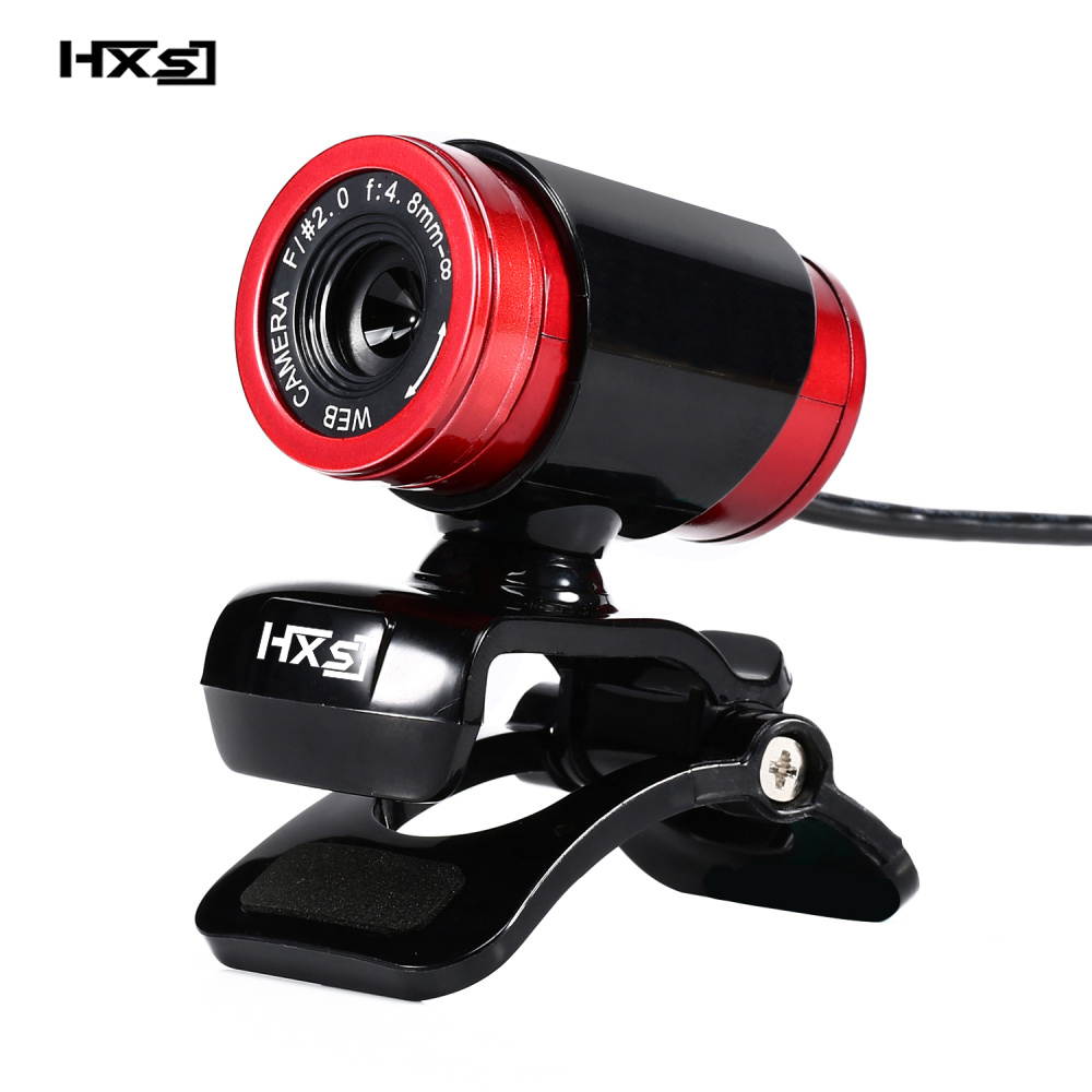 HXSJ A860 640X480 Video Record HD Webcam Web Camera With MIC Clip-on For Android TV Rotatable Computer Camera Web cam- (Black+Red)