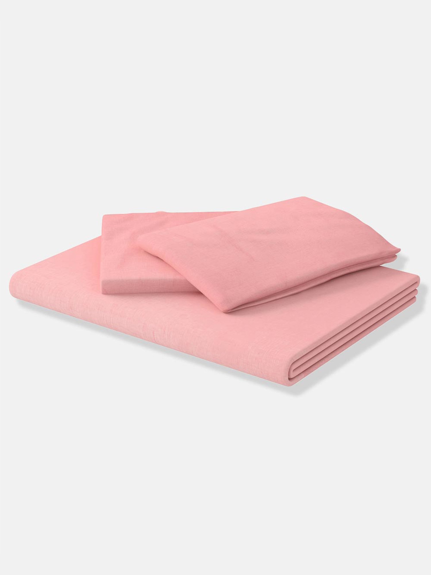 Fabindia Pink Linen 90 TC Double Bed Sheet With Pillow Covers