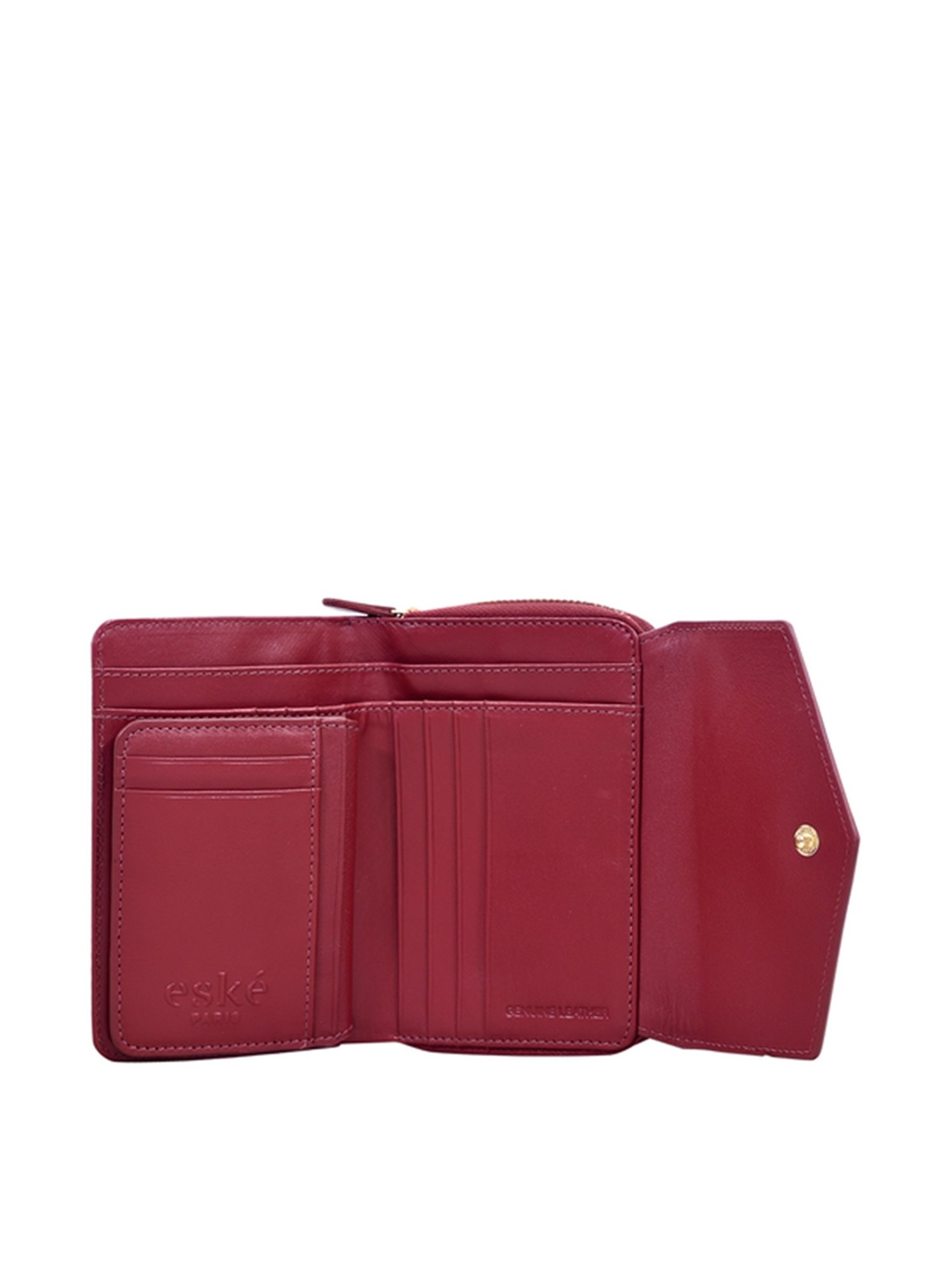 Eske Ellet Red Solid Tri-Fold Wallet for Women