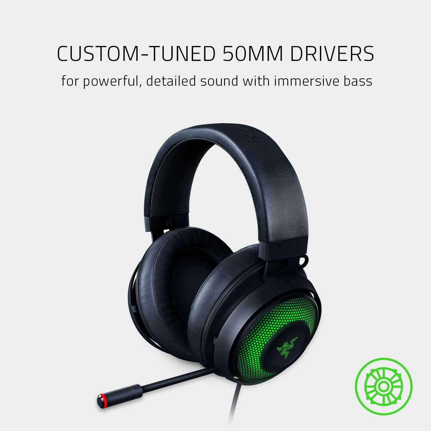 Razer Kraken Ultimate RGB USB Gaming Headset: THX 7.1 Spatial Surround Sound - Chroma RGB Lighting - Retractable Active Noise Cancelling Mic - Aluminum & Steel Frame - for PC - Matte Black
