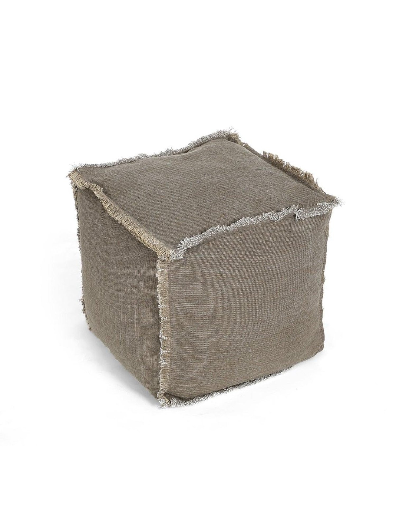 Home4U Lucas Brown Cotton Blend Pouffe