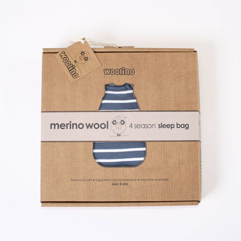 Woolino 4 Season Swaddle Wrap Basic - Blue 0-6 Months