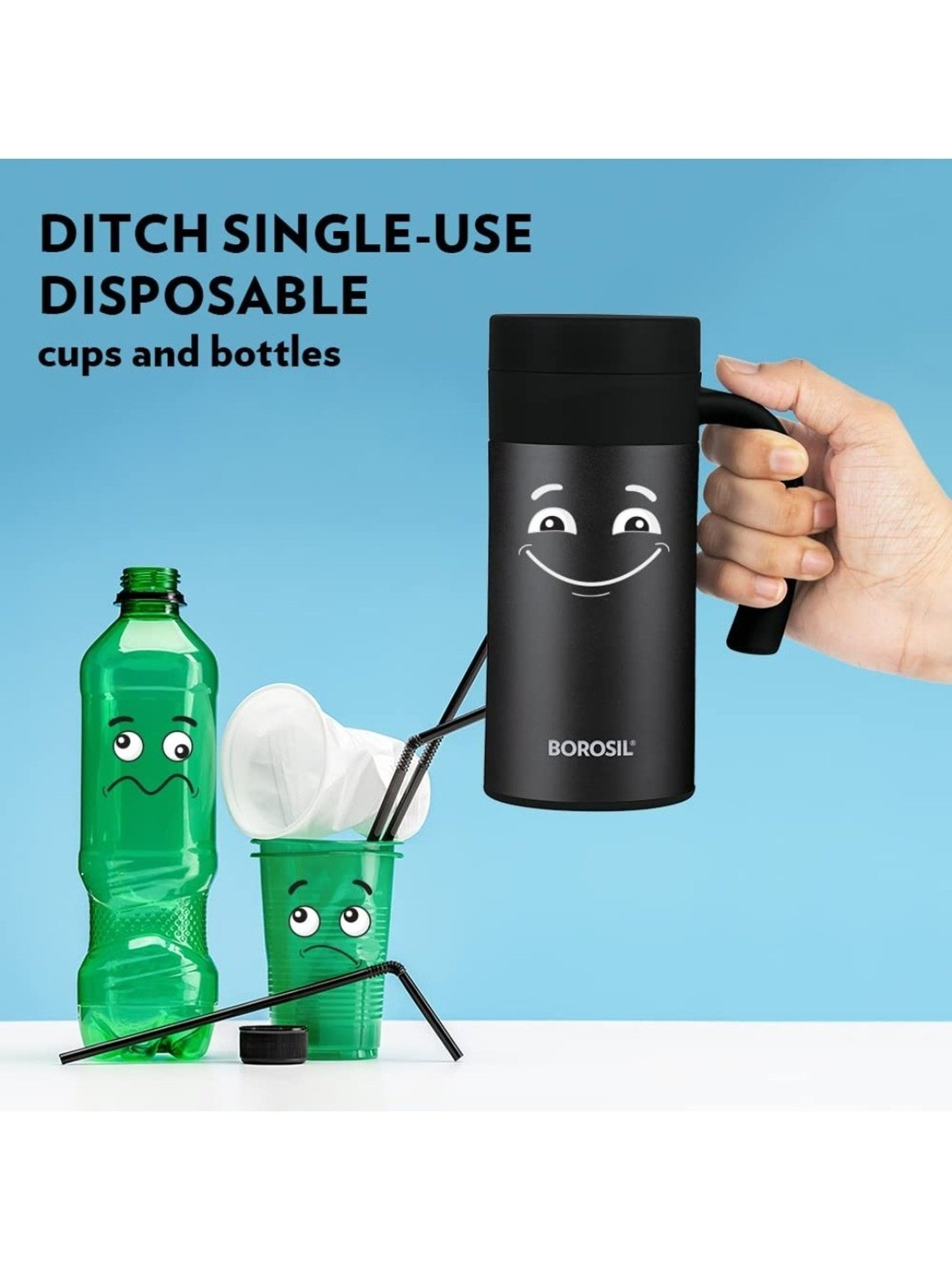 Borosil Black Insulated Coffee Mug 400 ml