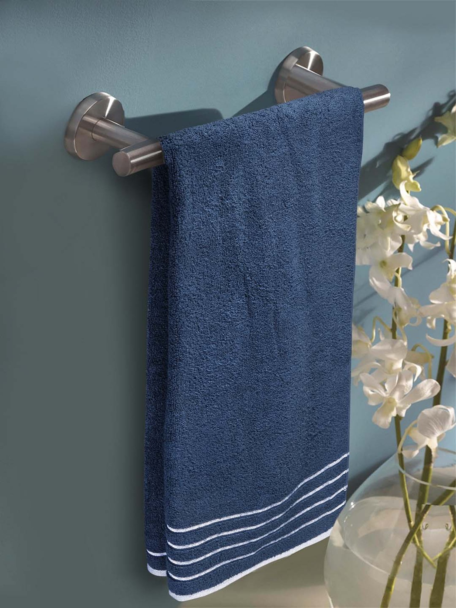 Mark Home Simply Soft Navy Cotton 500 GSM Zero Twist Anti Bacterial Ladies Towel - Set of 1