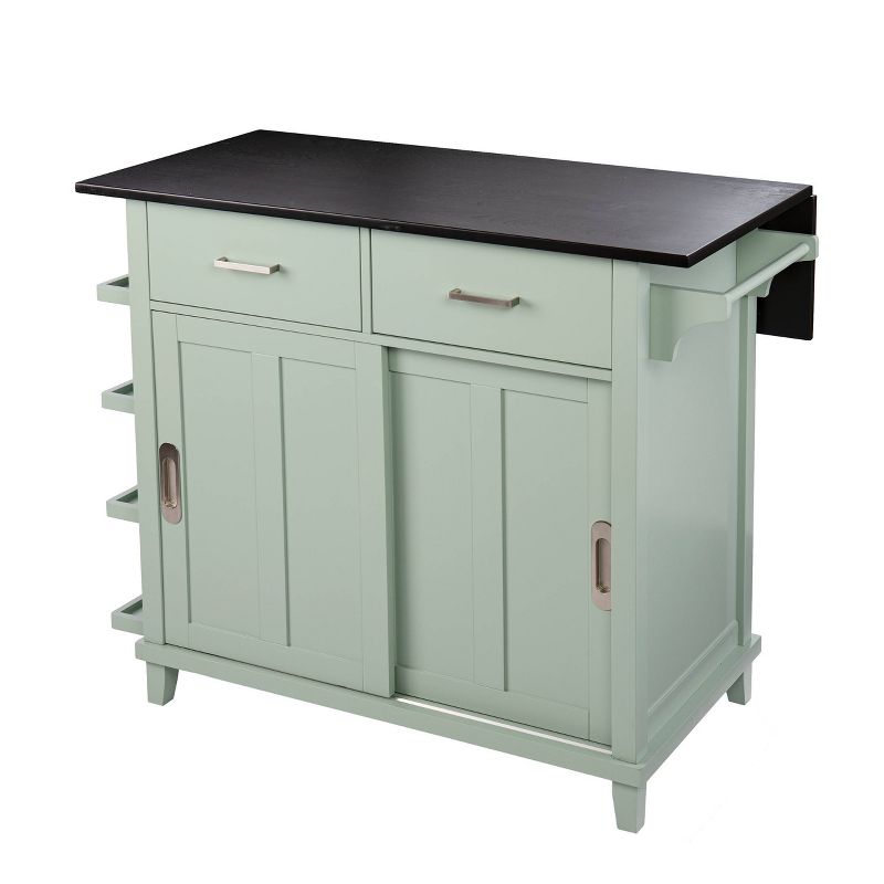Thall Freestanding Kitchen Island Mint Green/Black - Aiden Lane