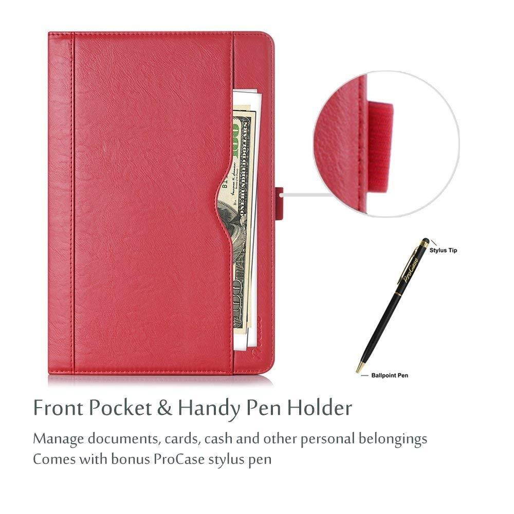 ProCase Samsung Galaxy Tab A 10.1 Case - Stand Folio Case Cover for Galaxy Tab A 10.1" Tablet SM-T580 T585 T587 (NO S Pen Version), with Multiple Viewing Angles, Document Card Pocket - Red