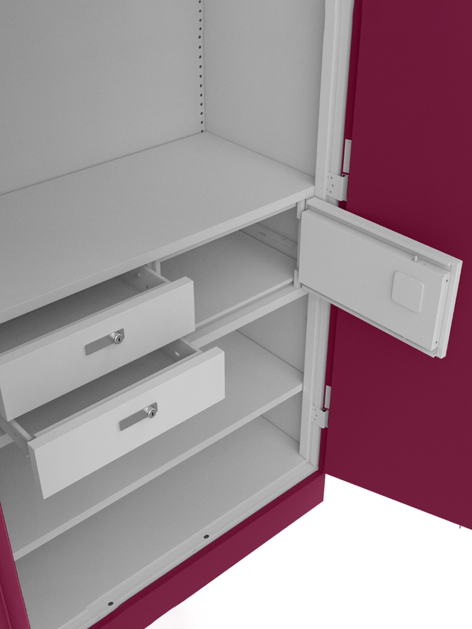 Godrej Interio Auraline  Men Premium 2-Door Almirah, Berry (1-Year Warranty, 1 Locker, 2 Drawers)