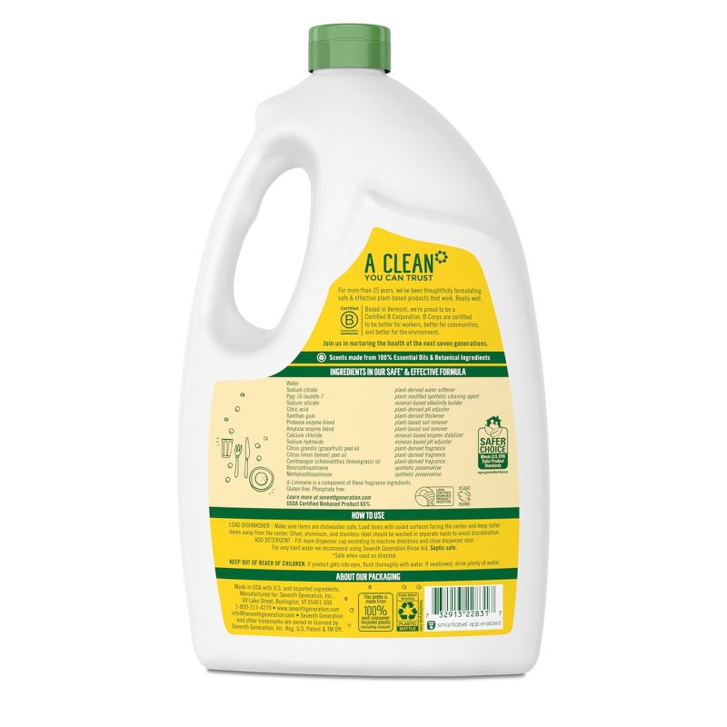 Seventh Generation Lemon Natural Dishwasher Detergent Gel - 70oz