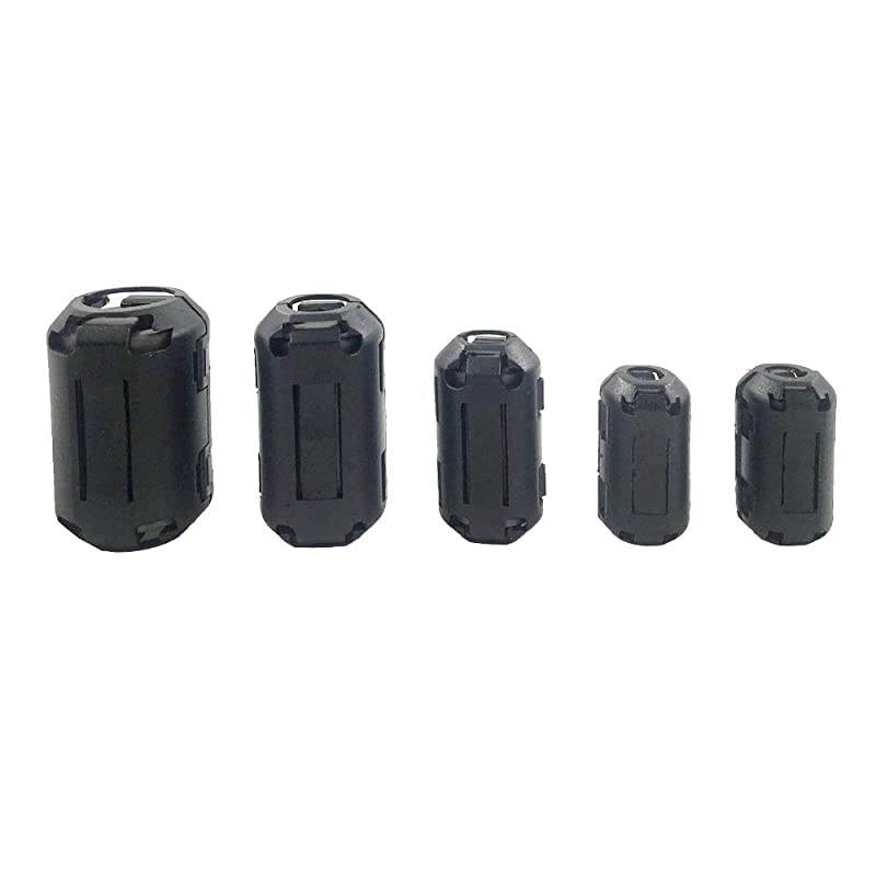 Pack of 20pcs Clipon Ferrite Ring Core RFI EMI Noise Suppressor Cable Clip for 3mm 5mm 7mm 9mm 13mm Diameter Cable Black